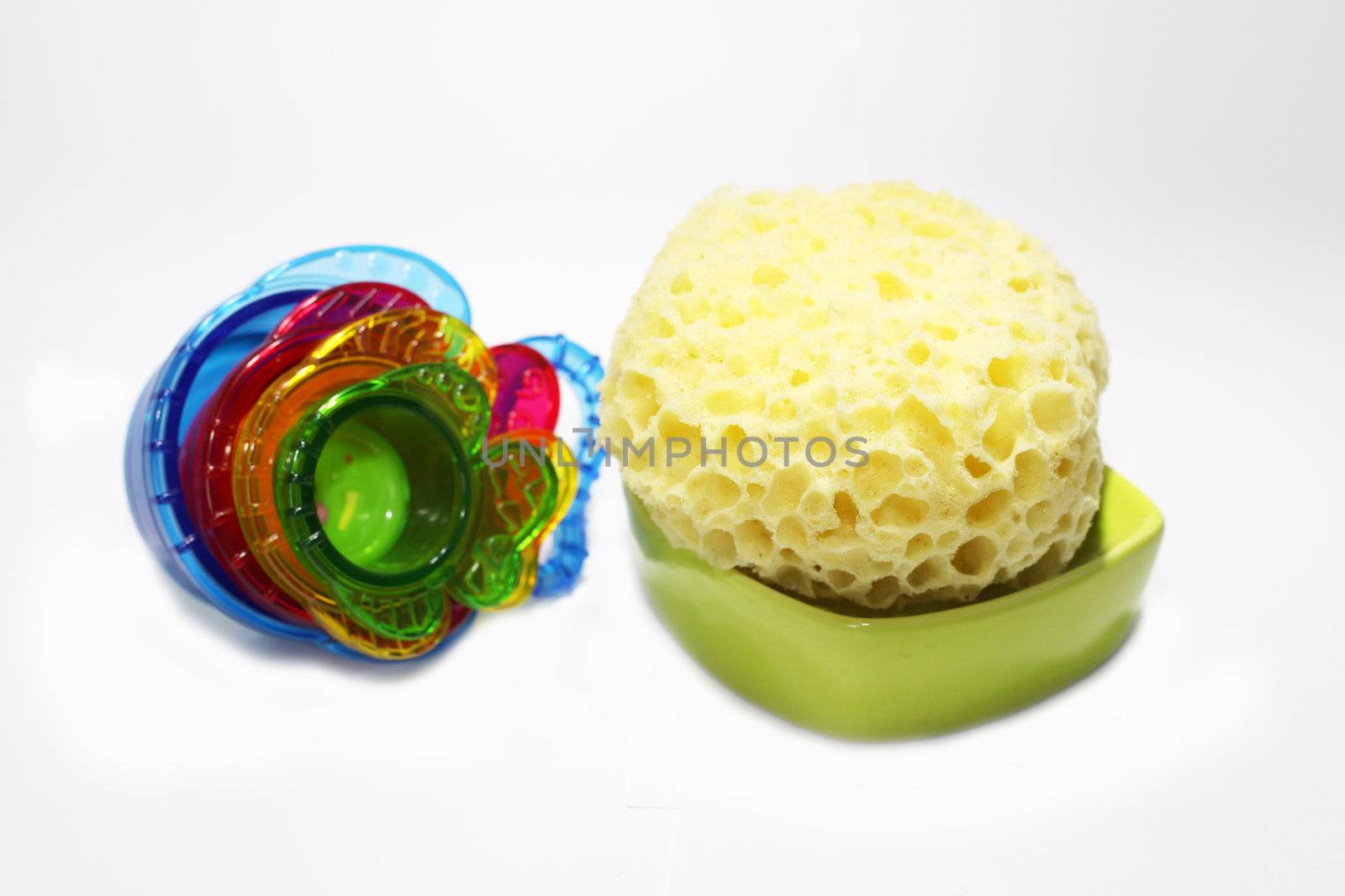 plastic fish colorful fun for babies with yellow sponge by valentinacarpin