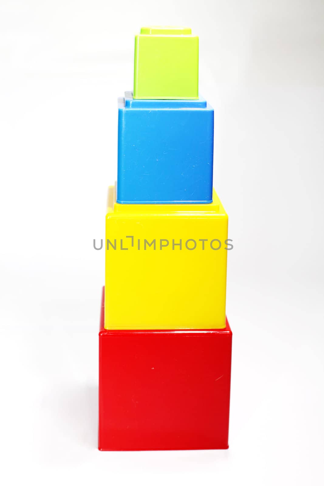 tower made of colorful plastic cubes