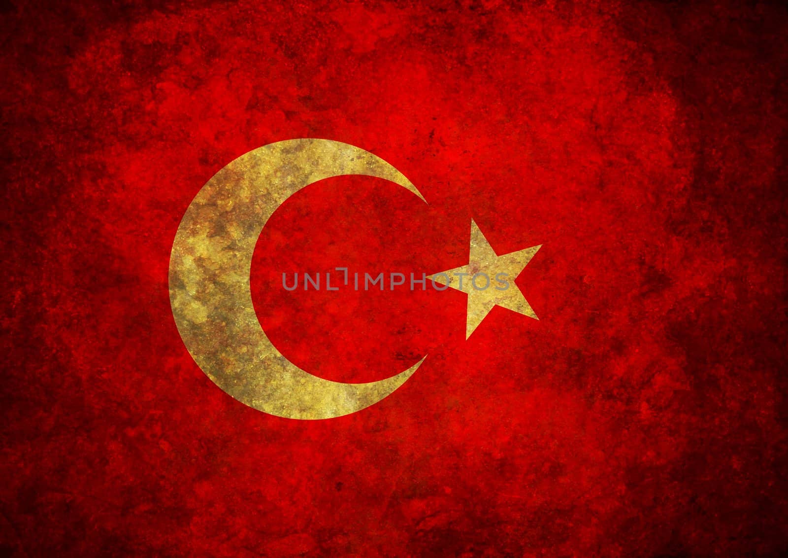 Illustrated worn looking flag of Turkey