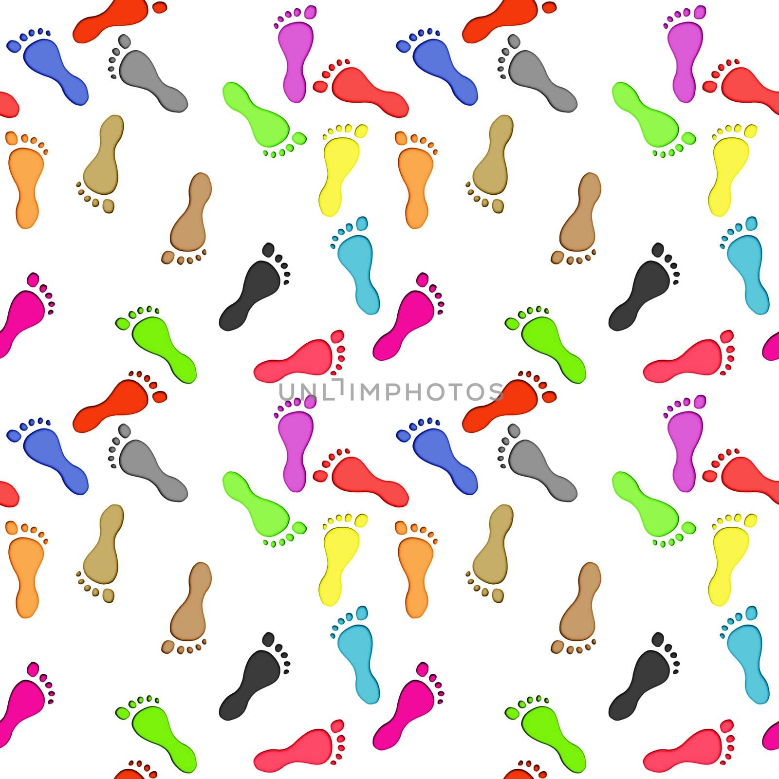 Seamless background made of colourful footprints