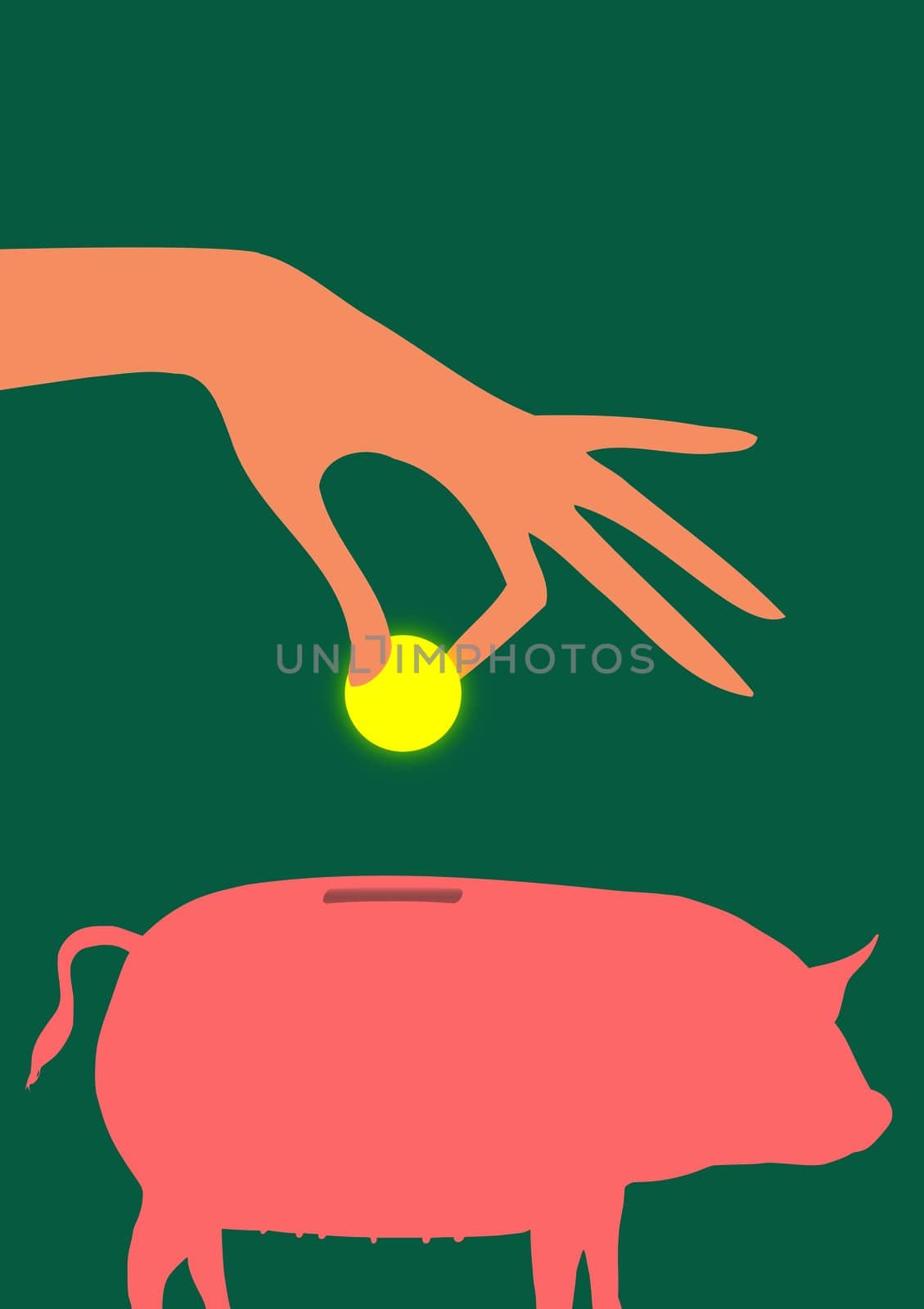Illustration of a person placing money into a piggy bank