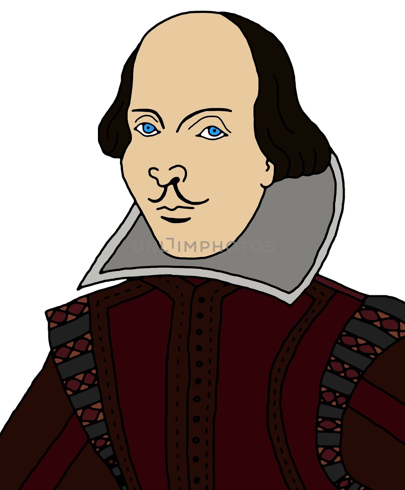 Cartoon illustration of William Shakespeare