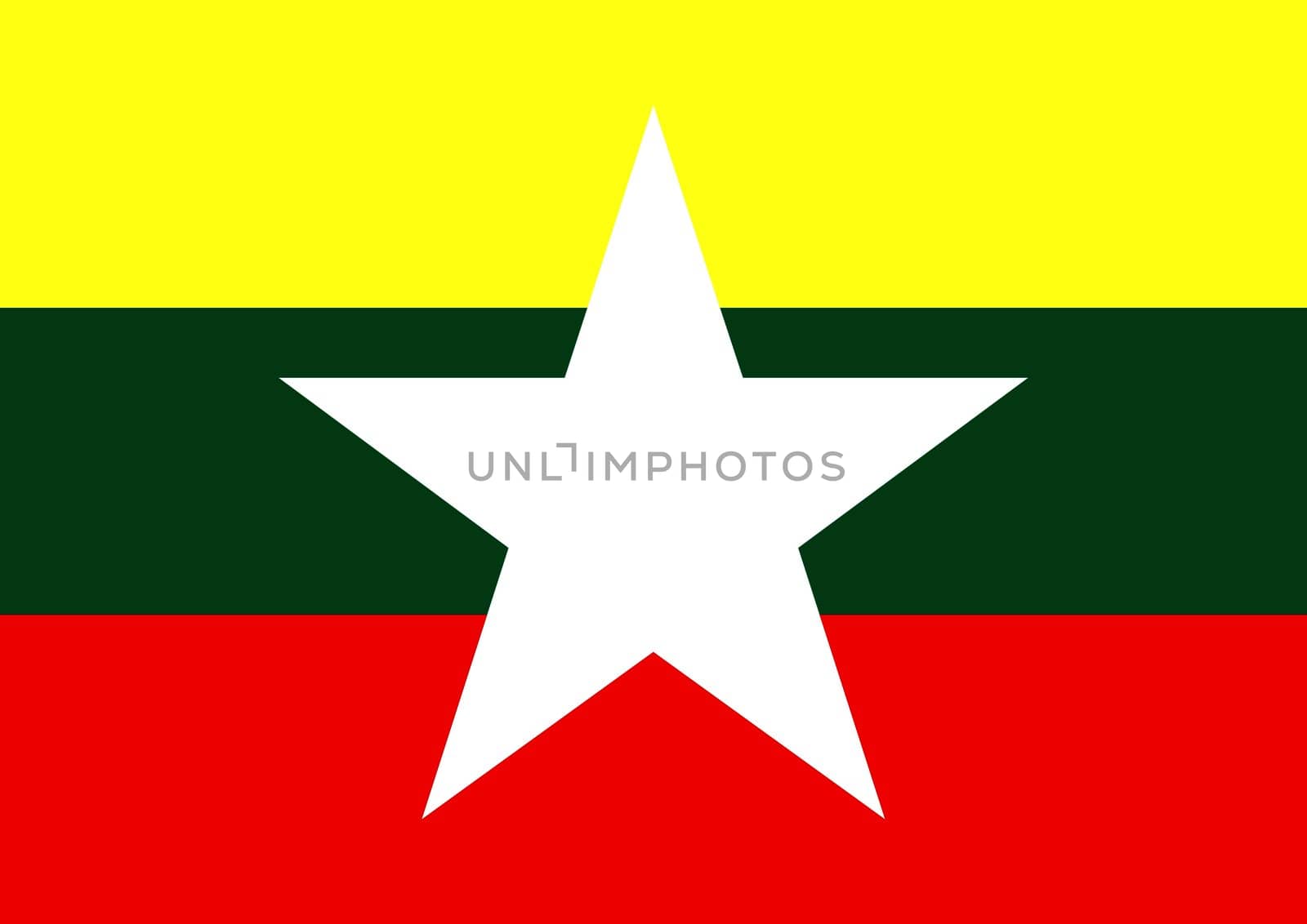 Myanmar Flag by darrenwhittingham