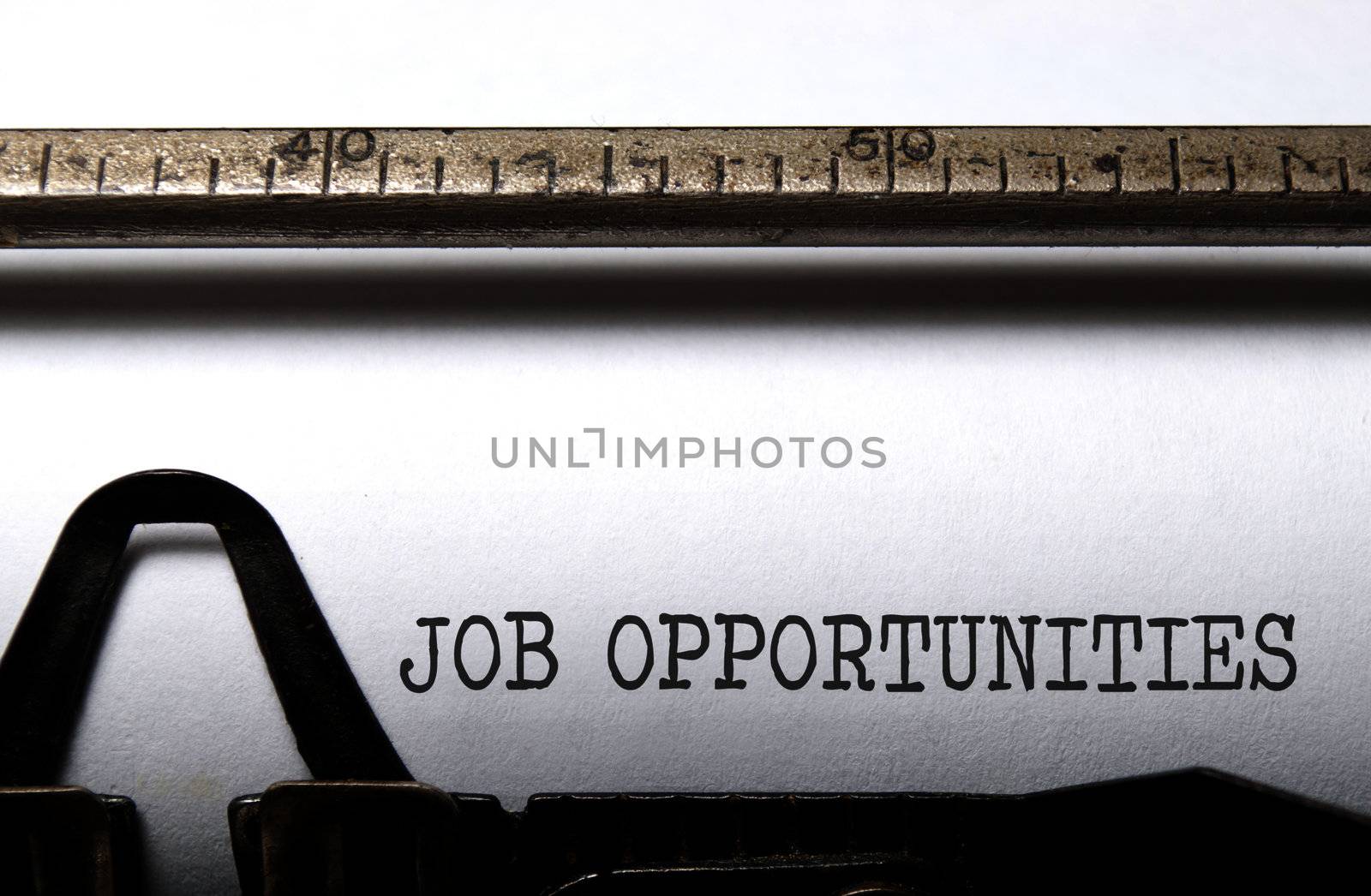 Job opportunities typed on a vintage typewriter