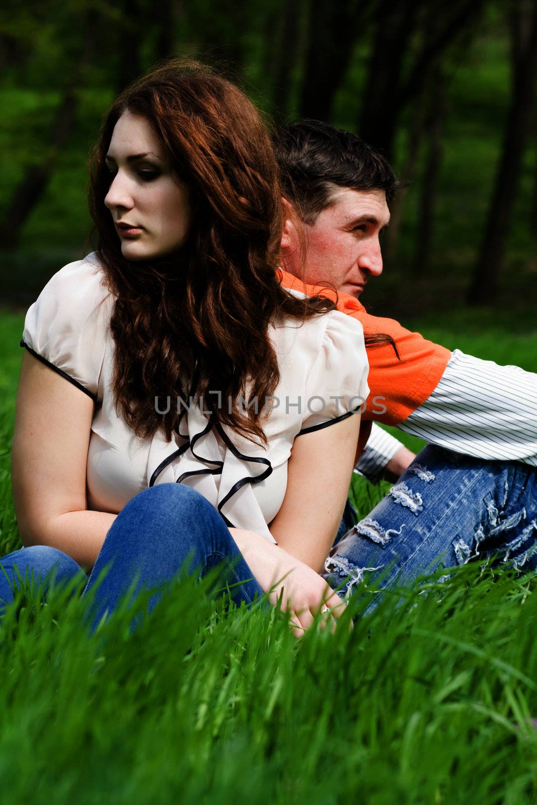 Young couple in little quarrel