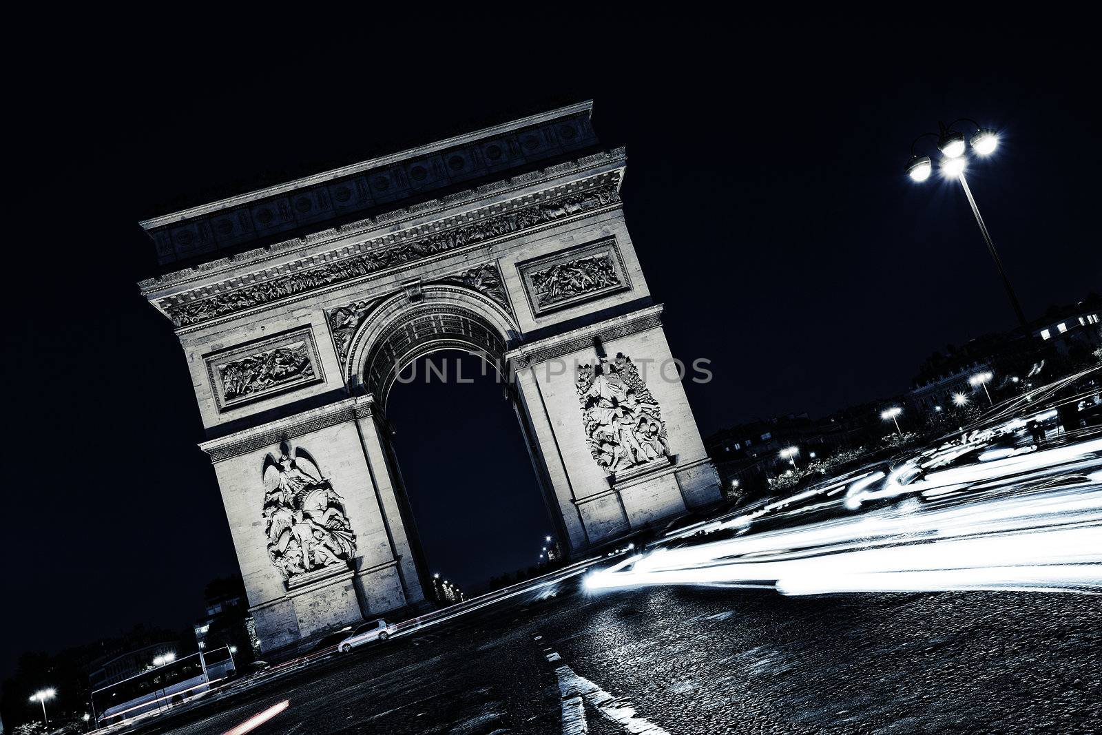 view of famous the Arc de Triomphe with special photographic processing