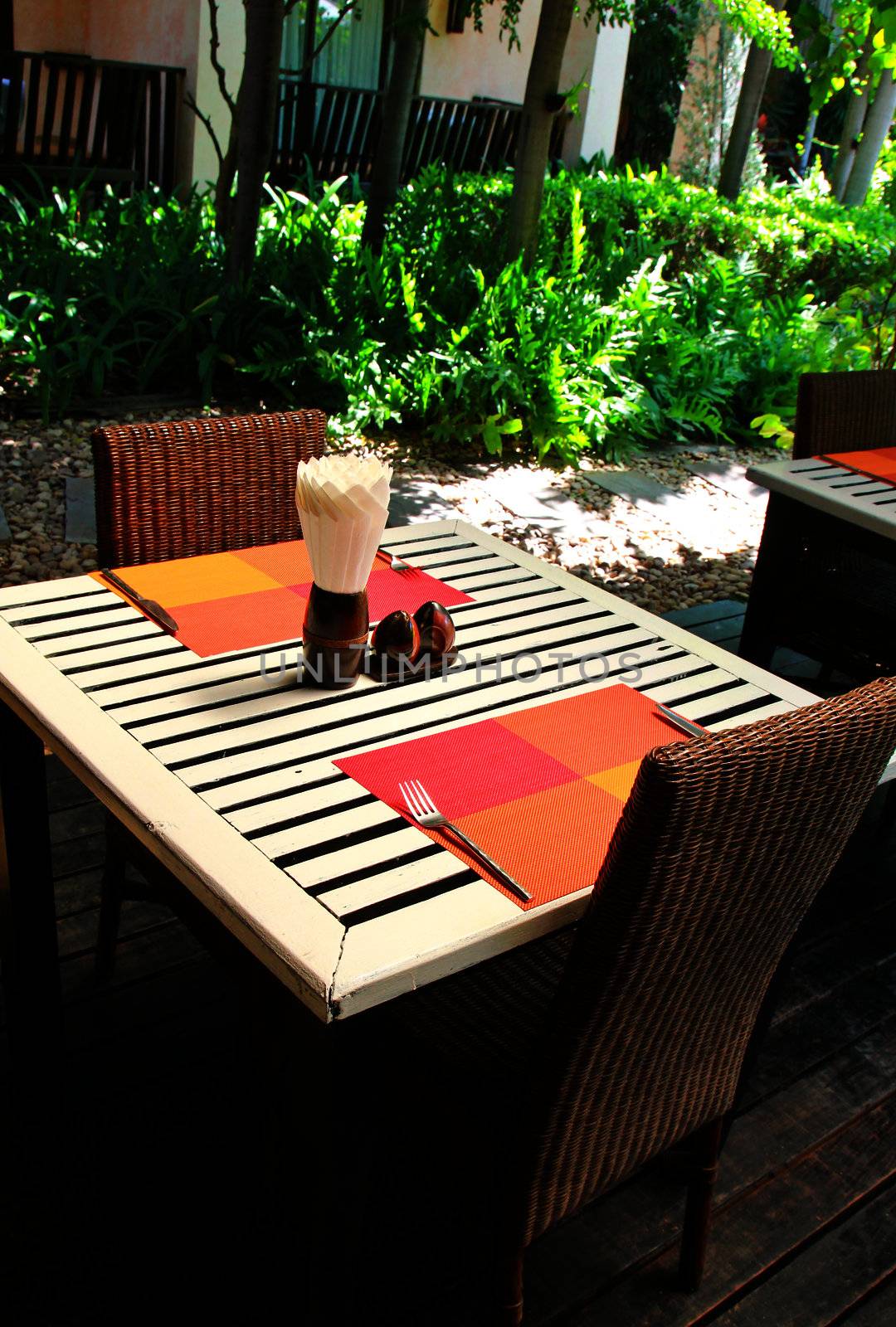Chair and table setting outdoor