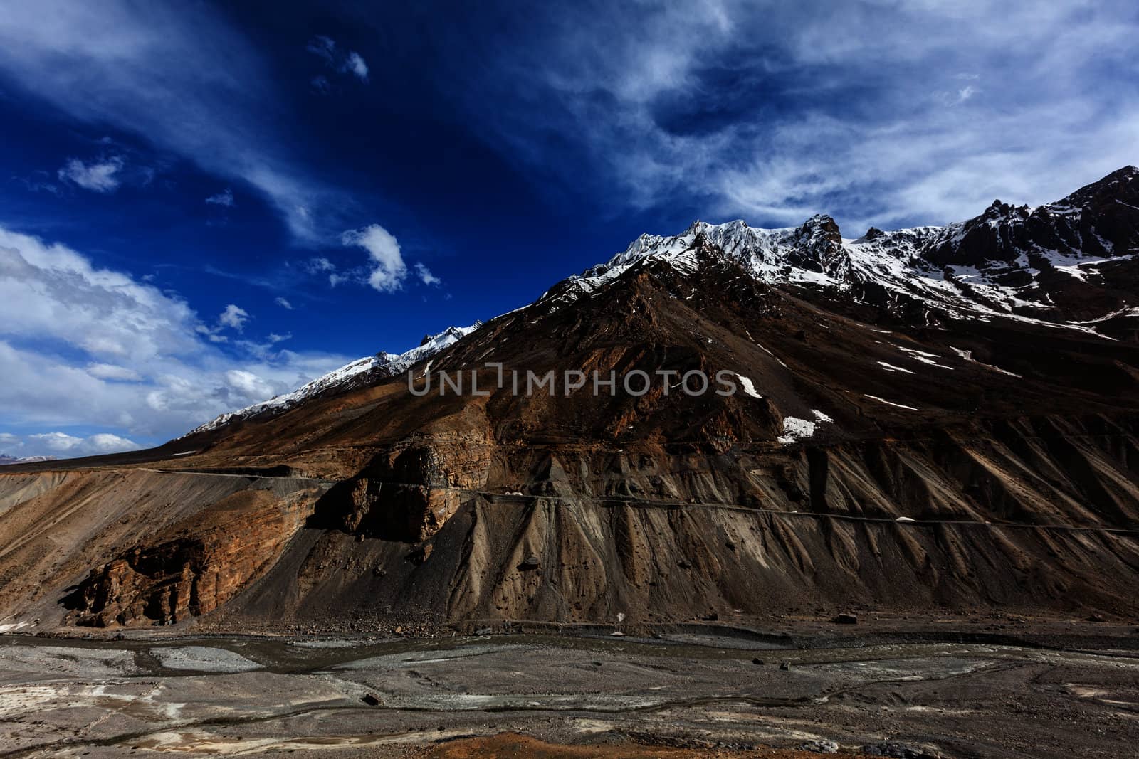 Travel Himalayas background - Spiti Valley in Himalayas. Himachal Pradesh, India