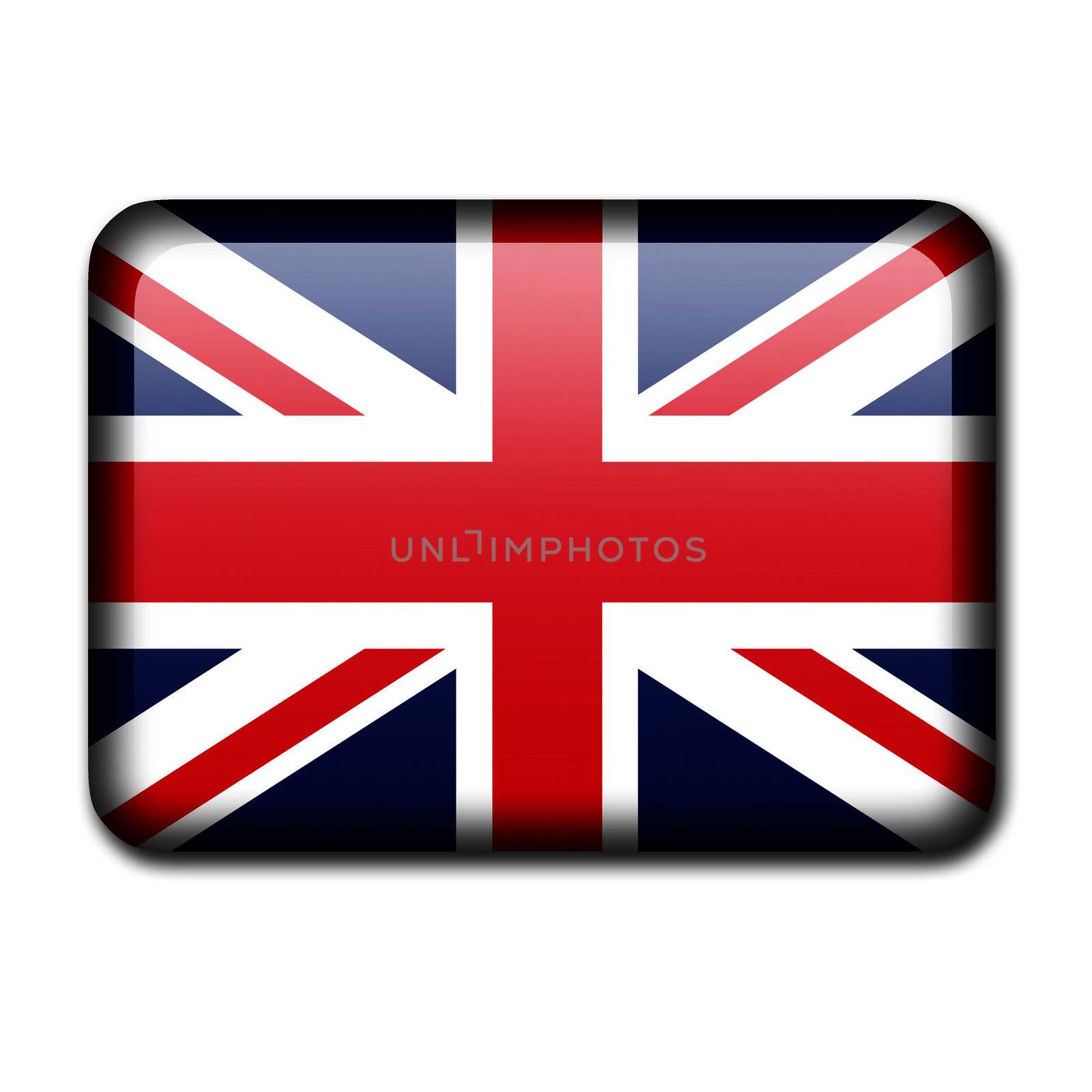 Glossy icon in the style of the UK flag. Isolated