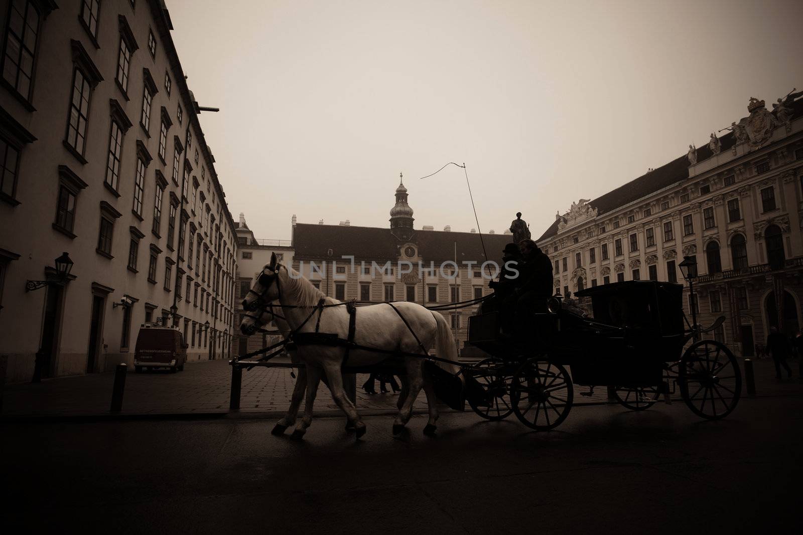 Carriage ridding on the streets of Vienna, Austia