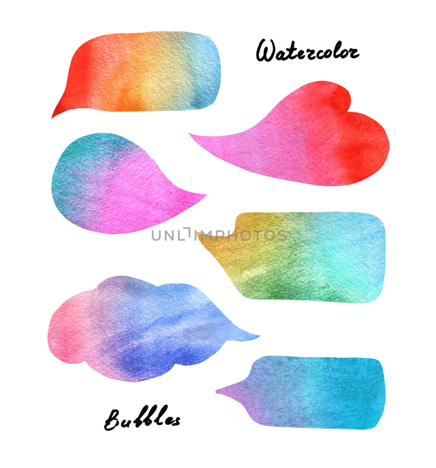 Watercolor colorful speech bubbles by bloomua