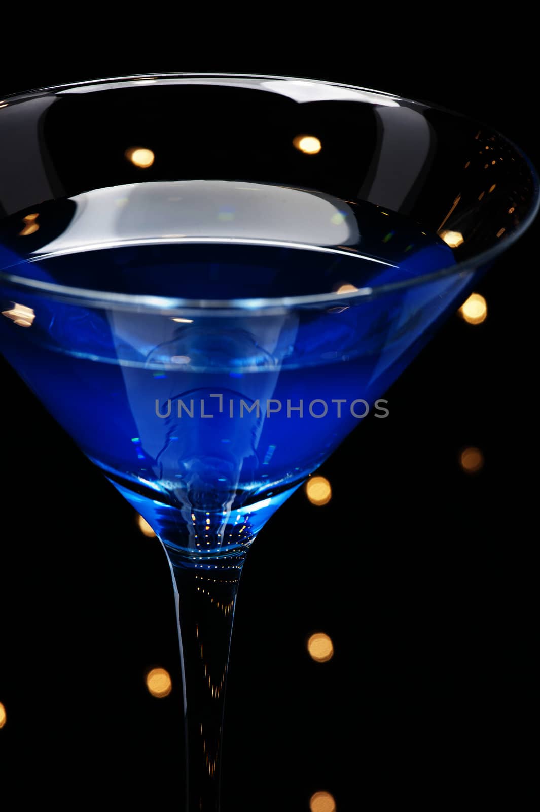 Blue Martini Curacao Cocktail in an disco setting