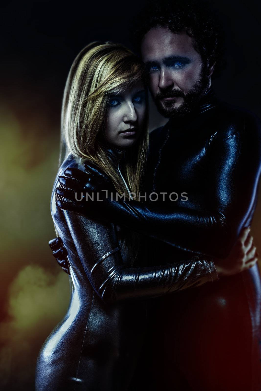 Lovers, couple of super heroes in latex dress by FernandoCortes