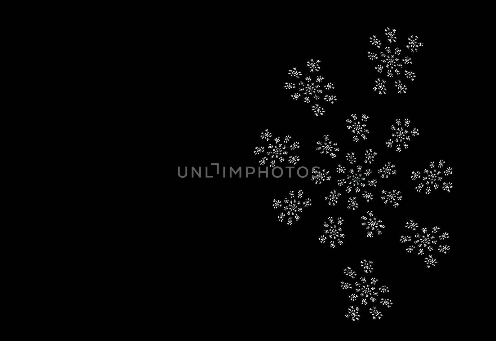 Abstract fractal snow on black background