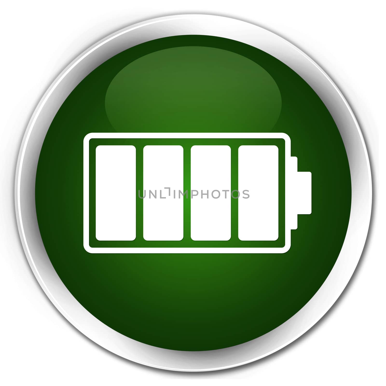 Battery icon glossy green round button