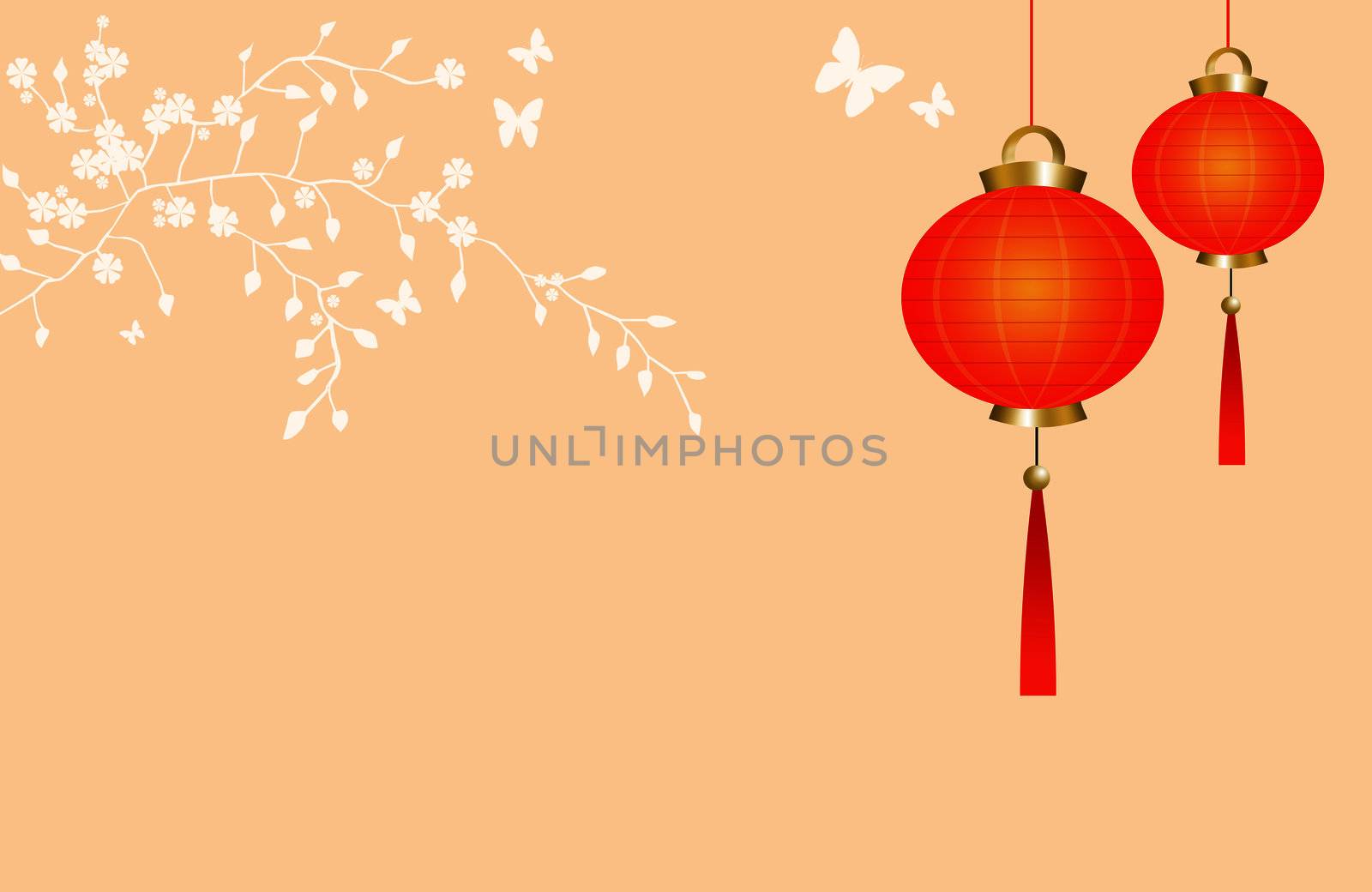 Chinese lanterns with butterflies by sognolucido