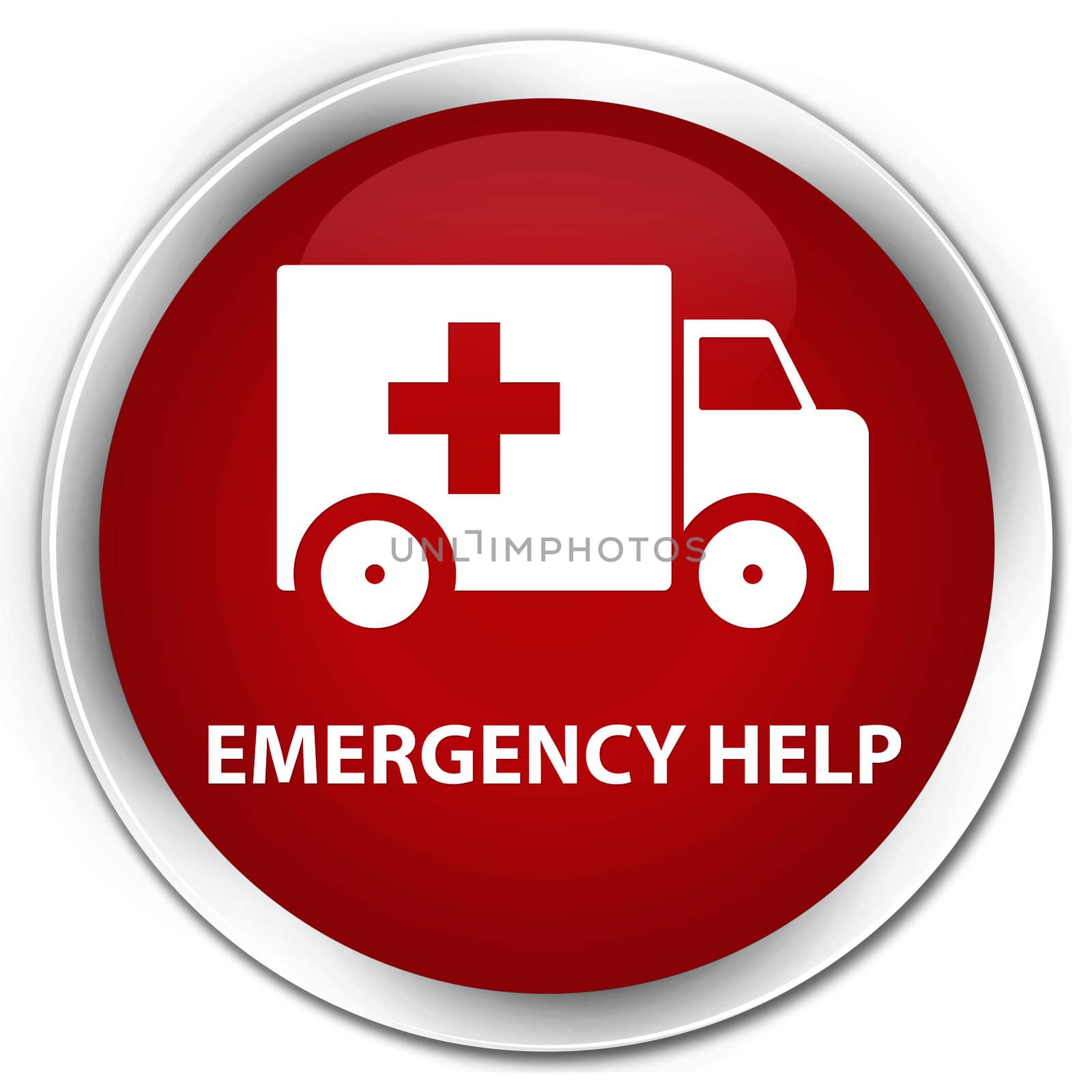 Emergency help glossy red round button