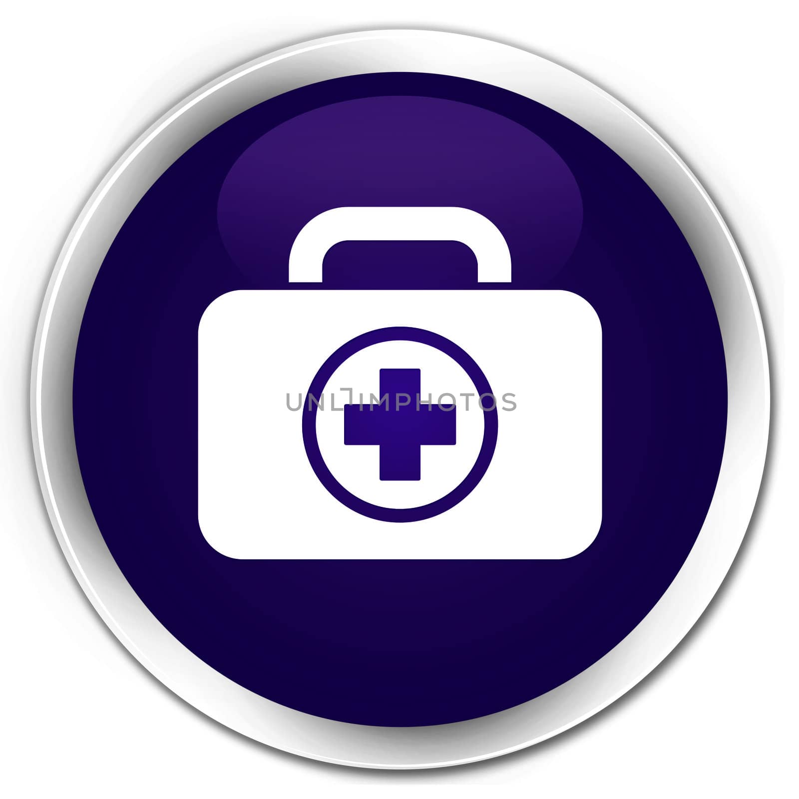 First aid kit icon glossy purple round button