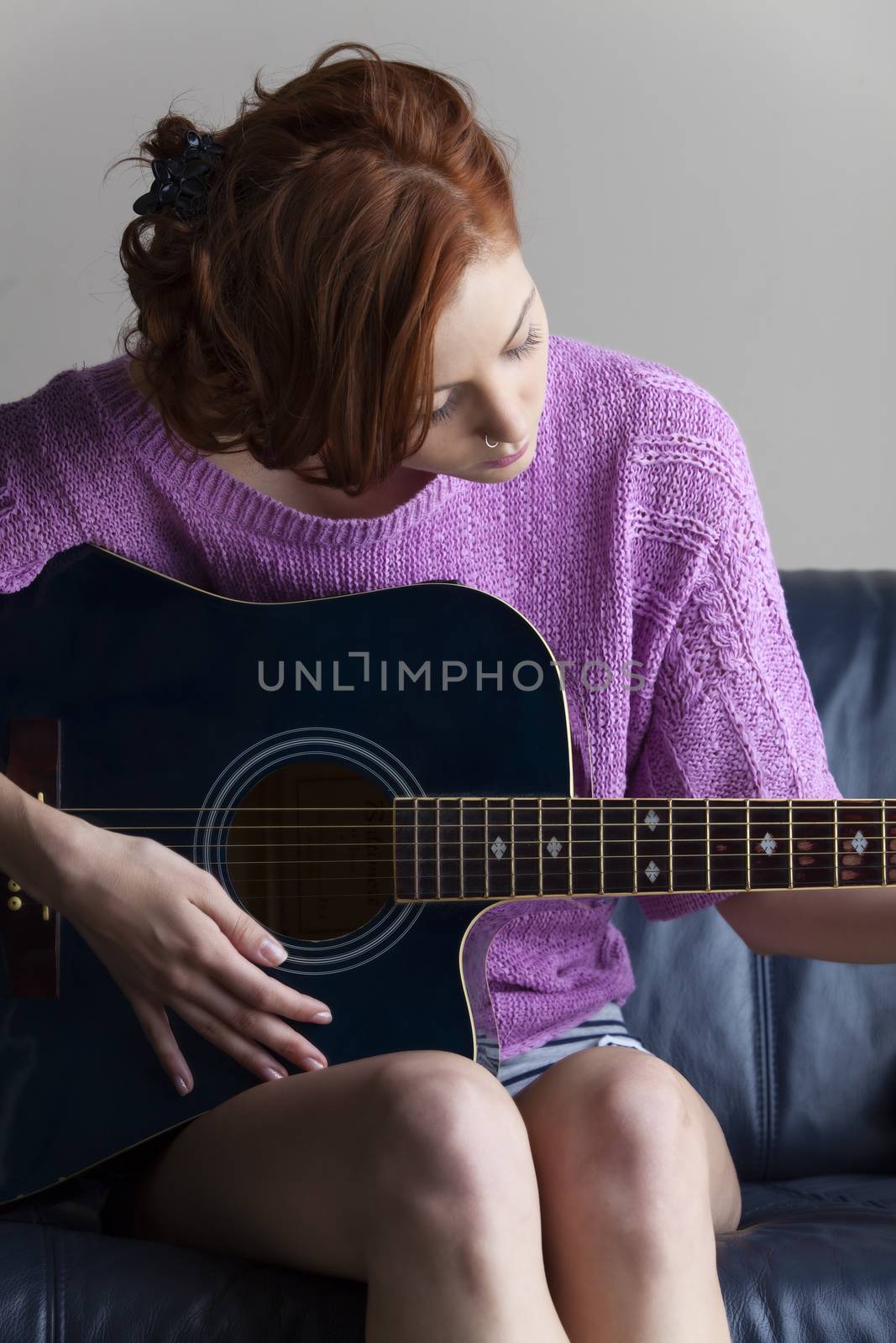 redhead with a guitar by bernjuer