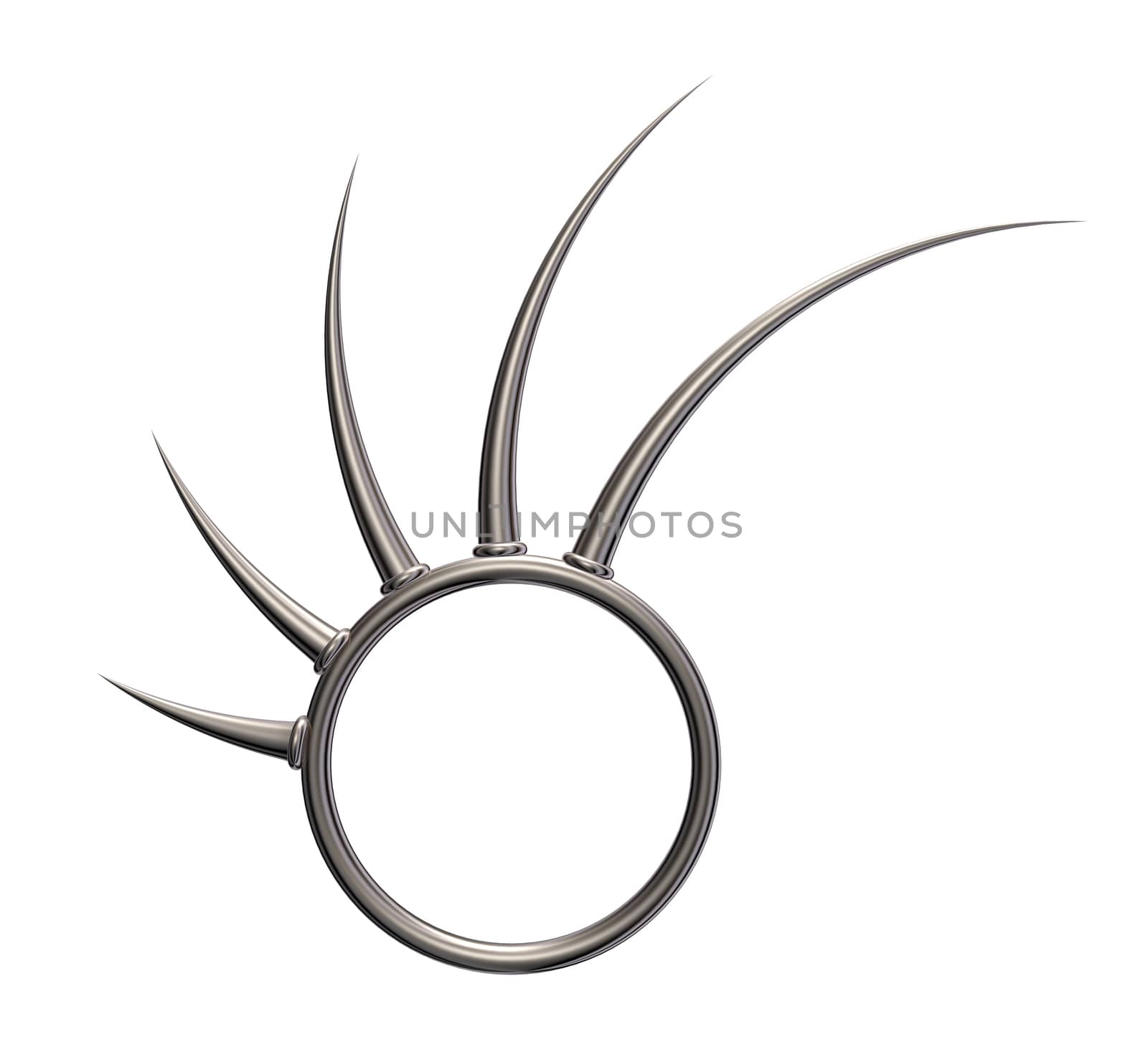 metal ring with prickles on white background - 3d illustration