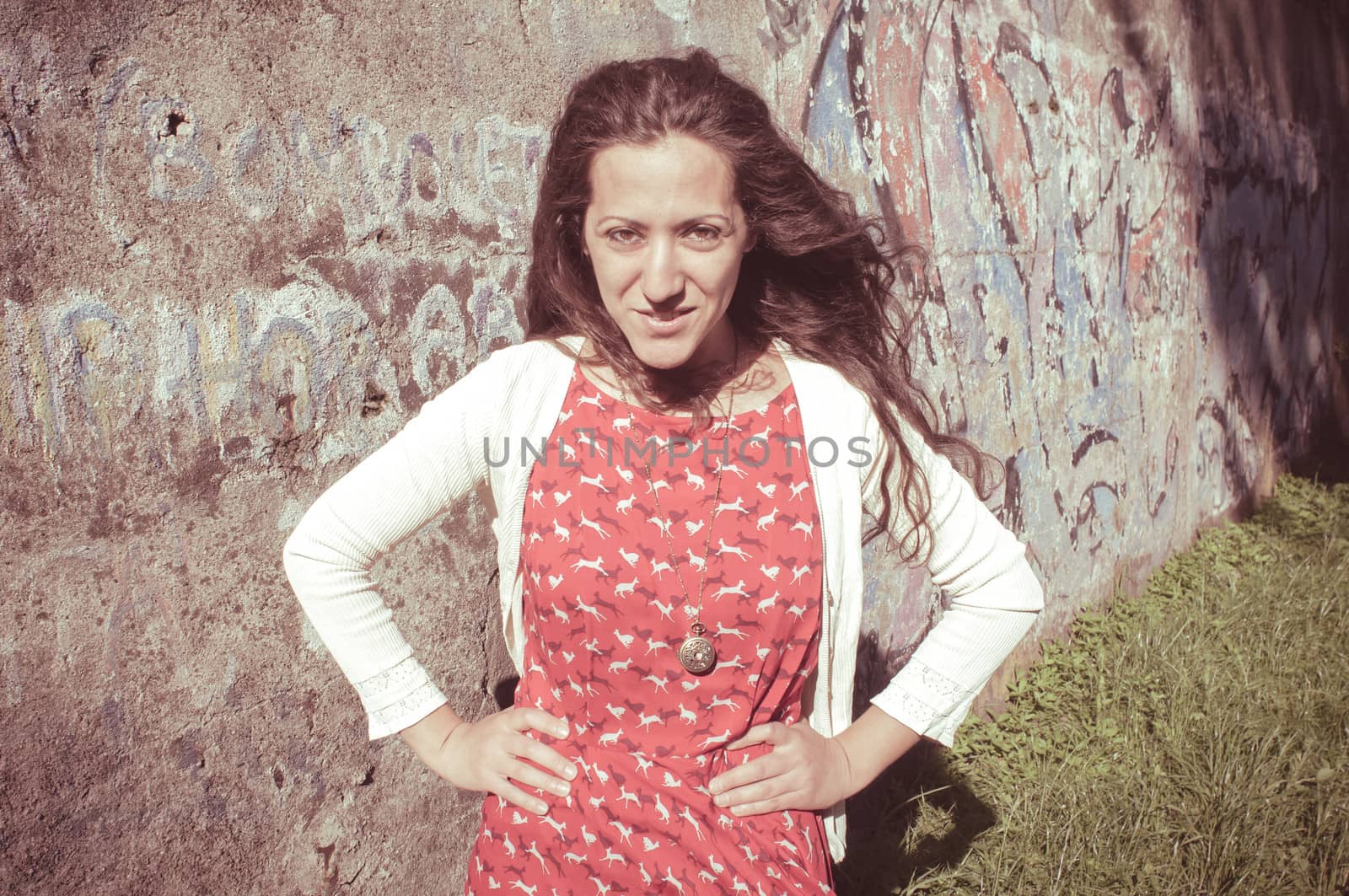eastern hipster vintage woman at the park