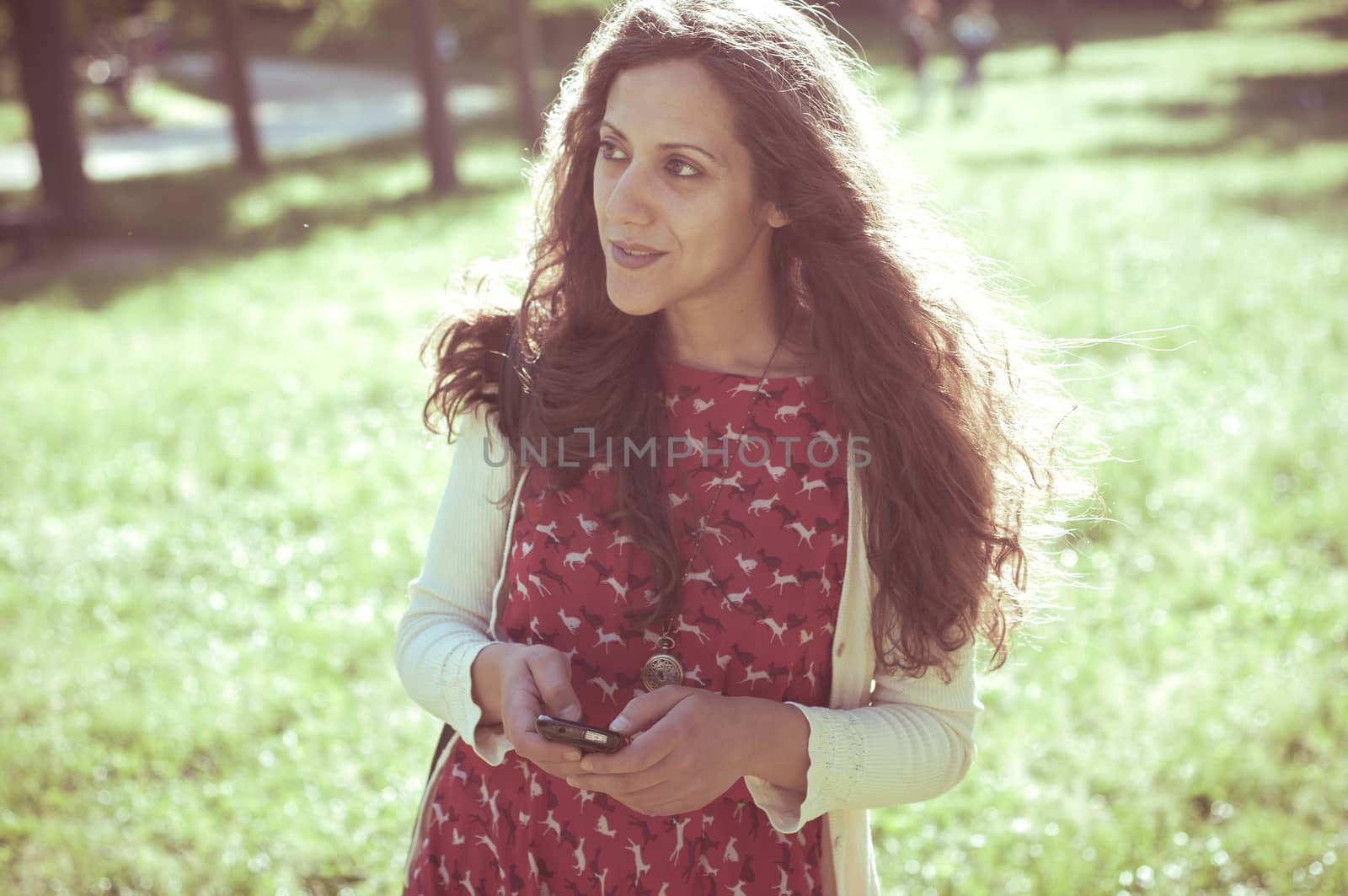 eastern hipster vintage woman at the park