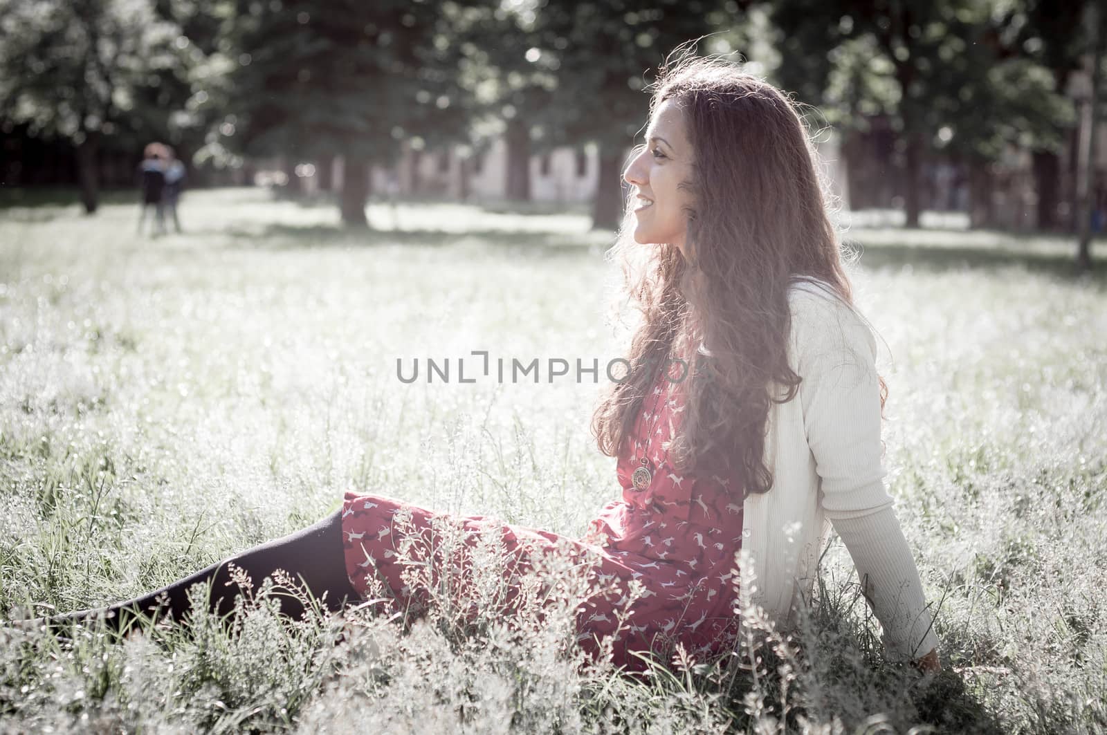 eastern hipster vintage woman at the park