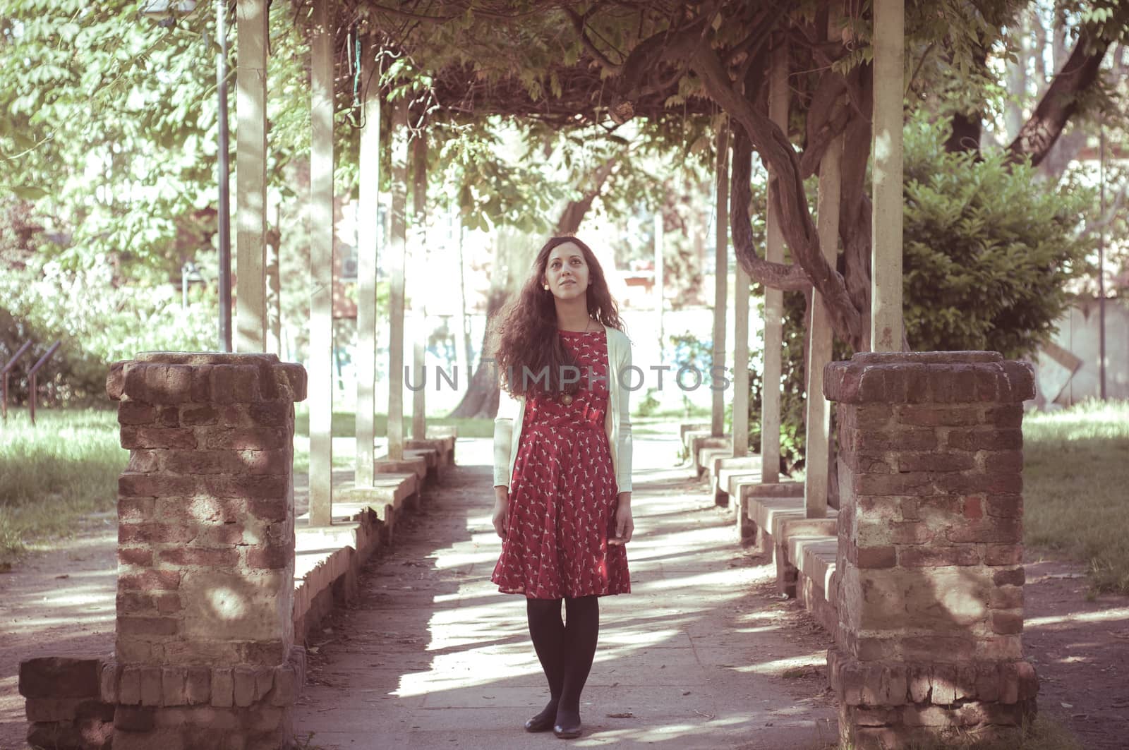 eastern hipster vintage woman at the park