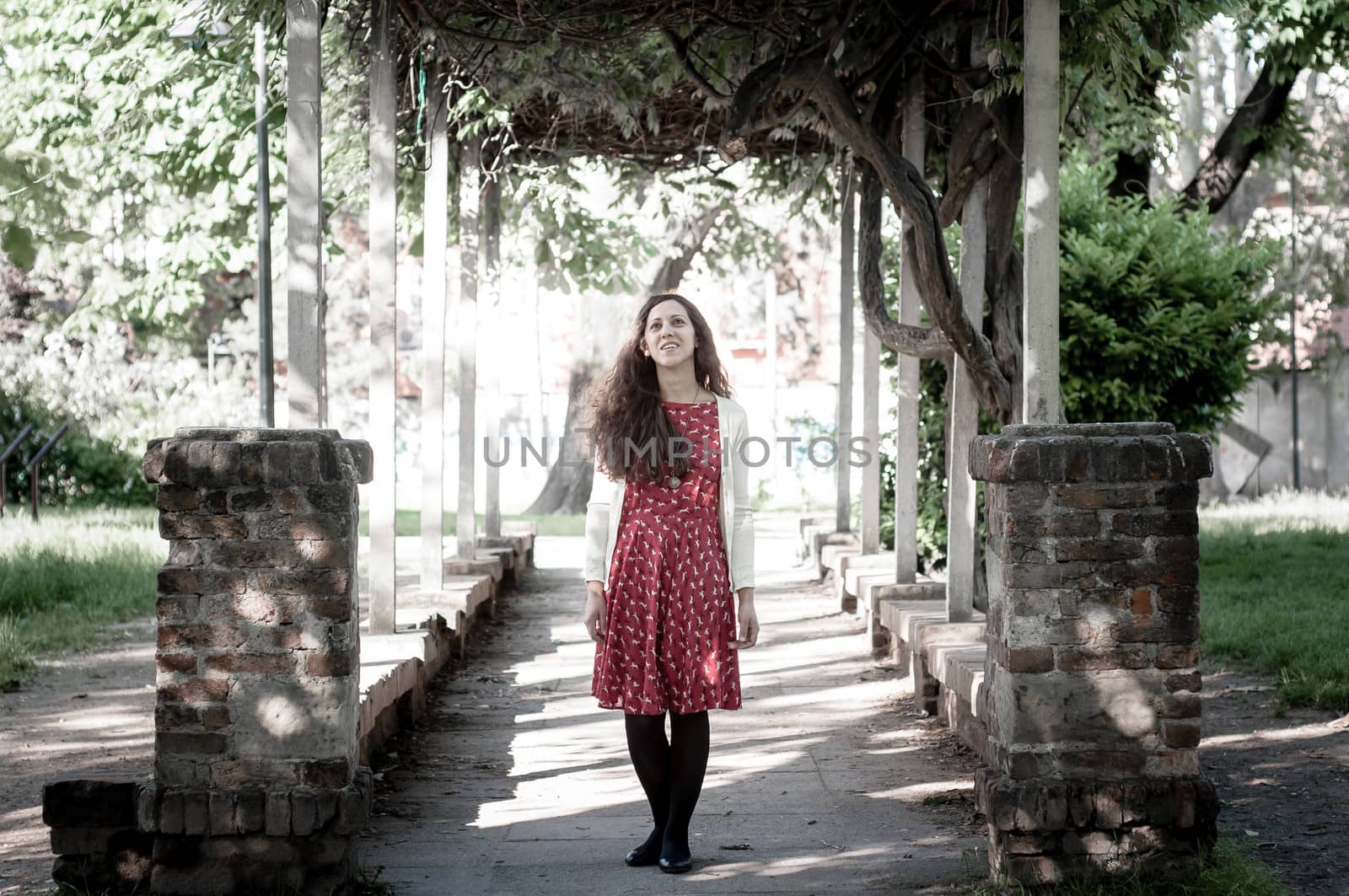eastern hipster vintage woman at the park