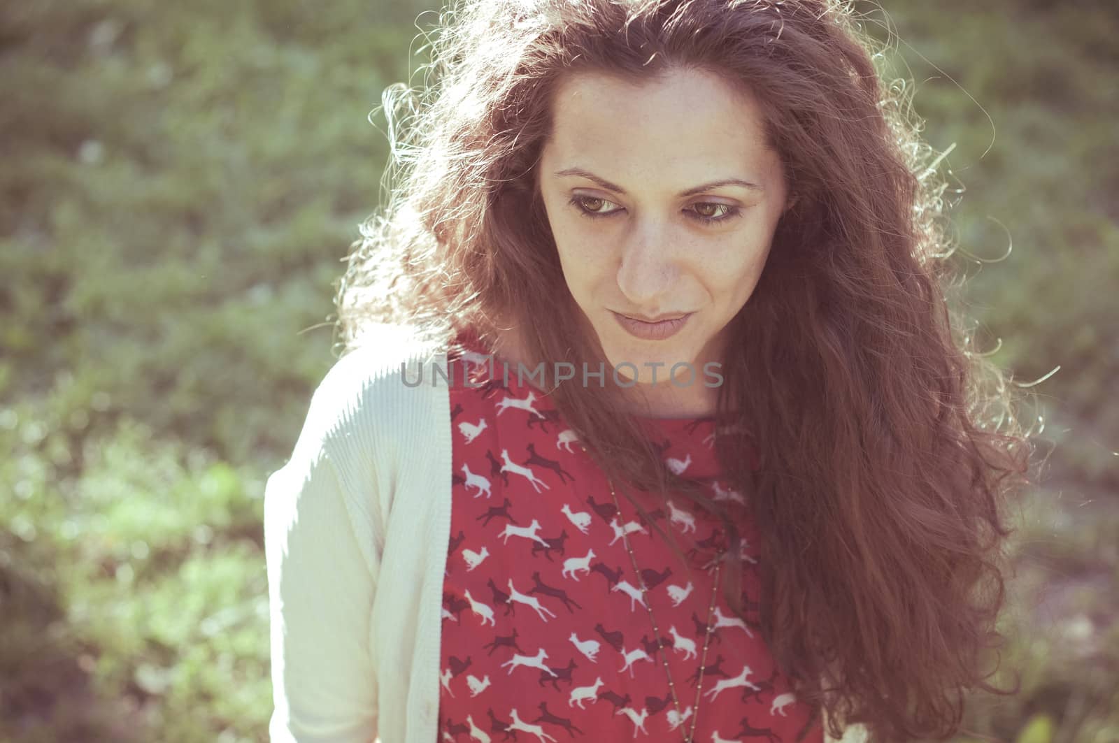 eastern hipster vintage woman at the park