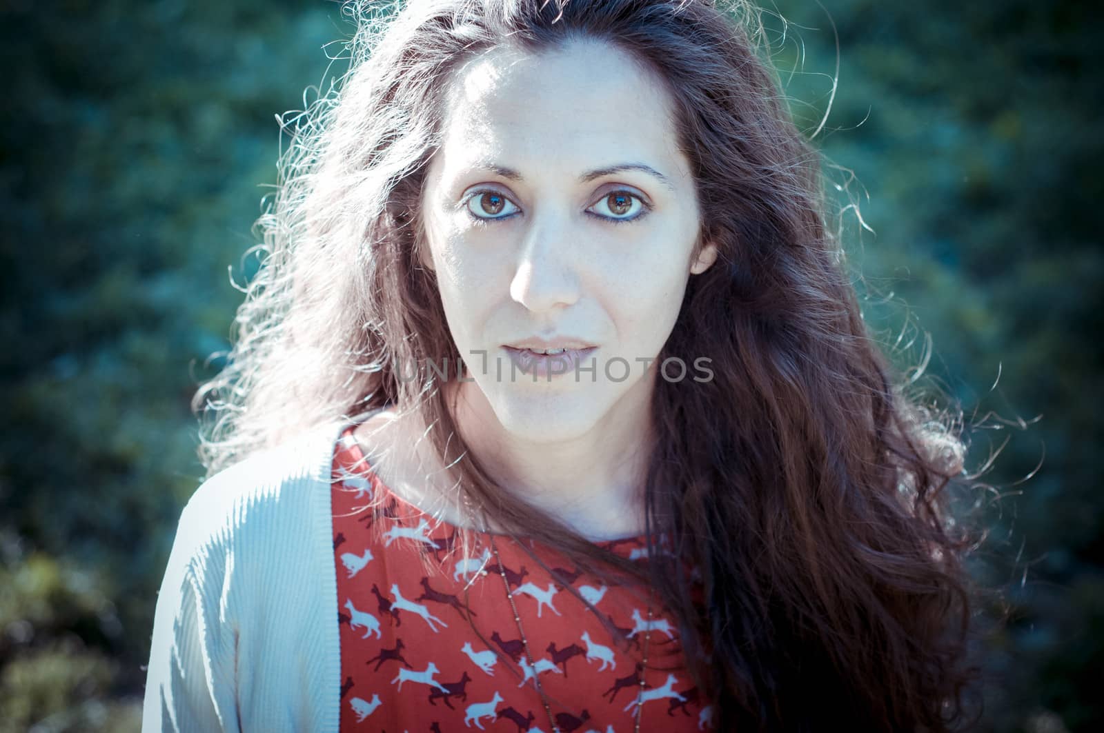 eastern hipster vintage woman at the park