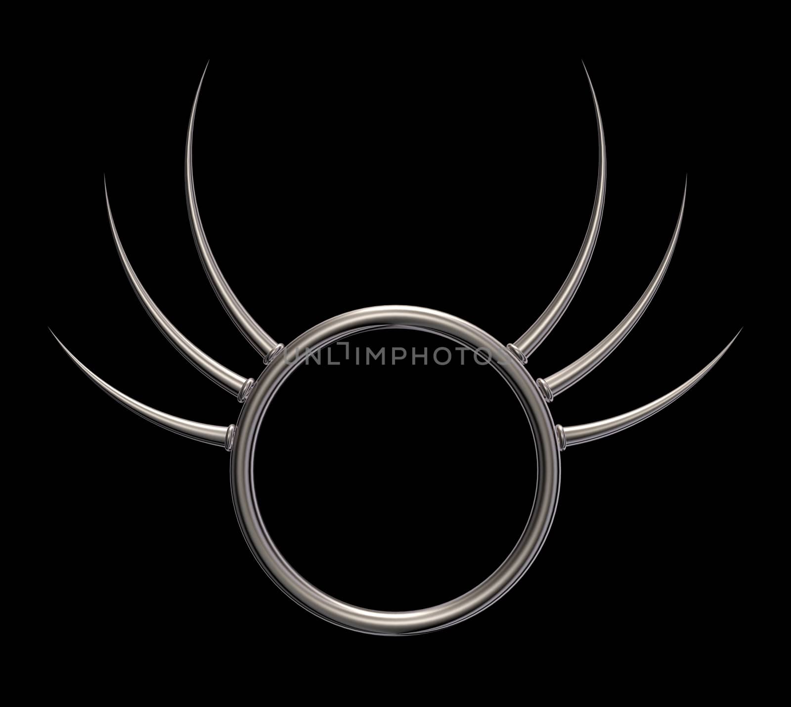 metal ring with prickles on black background - 3d illustration