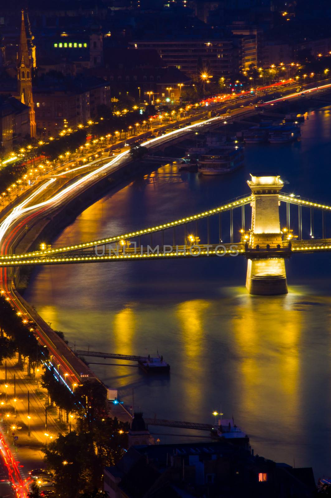 view of the illuminated Budapest at night