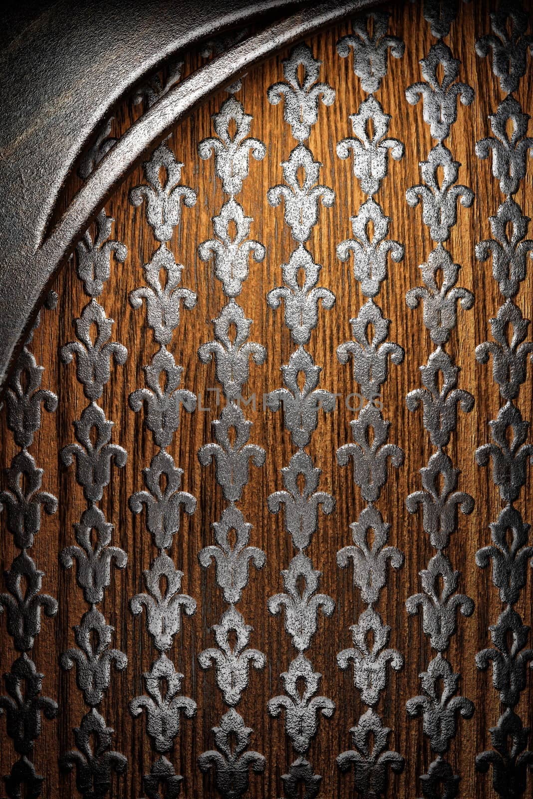 metal on wood background