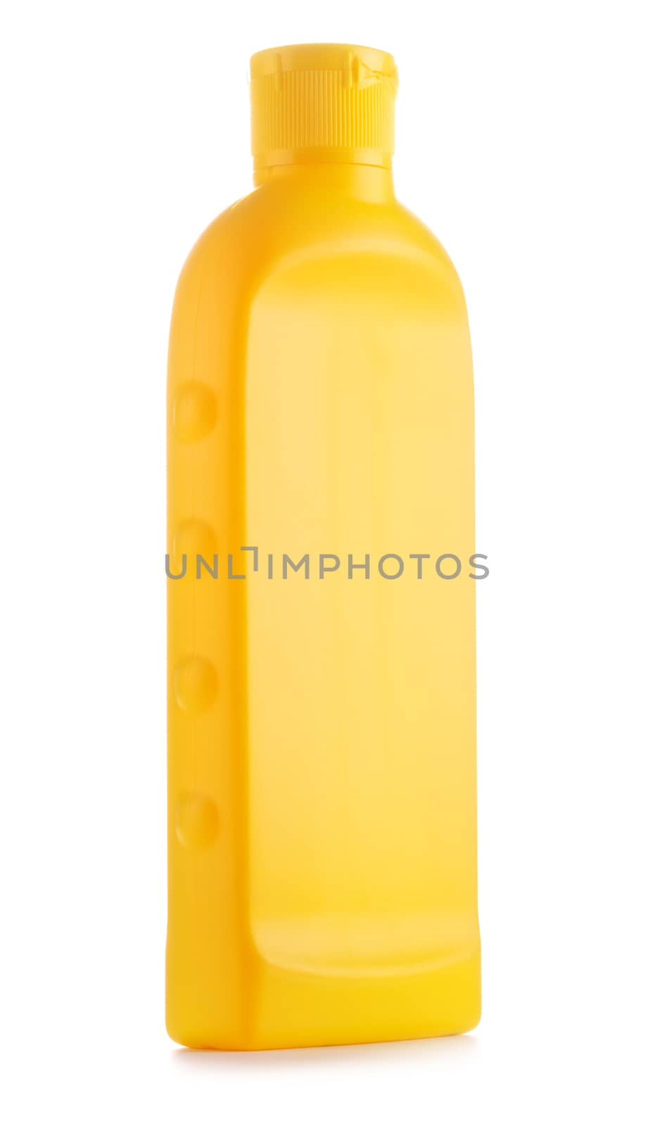 plastic bottles of cleaning products, isolated on white