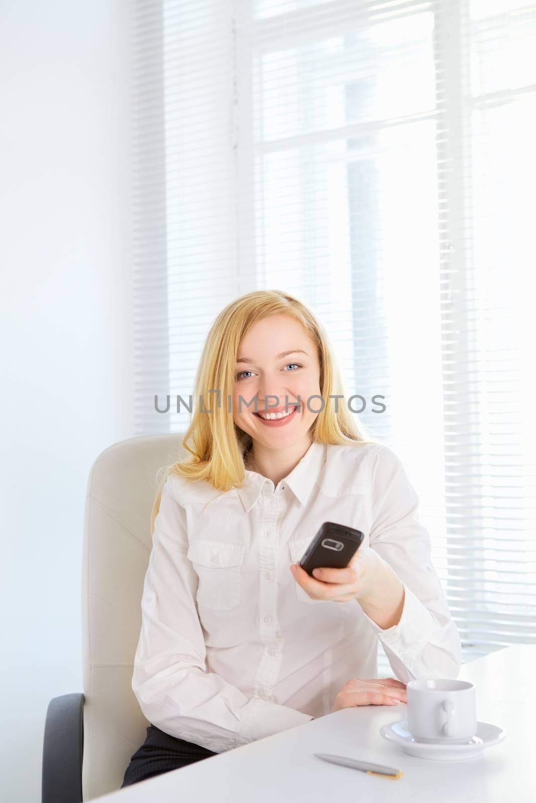 Office Girl With Phone by petr_malyshev