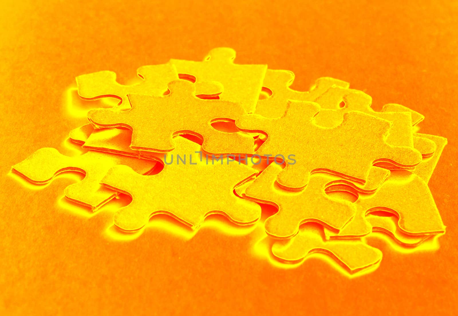 heap of jigsaw puzzle parts