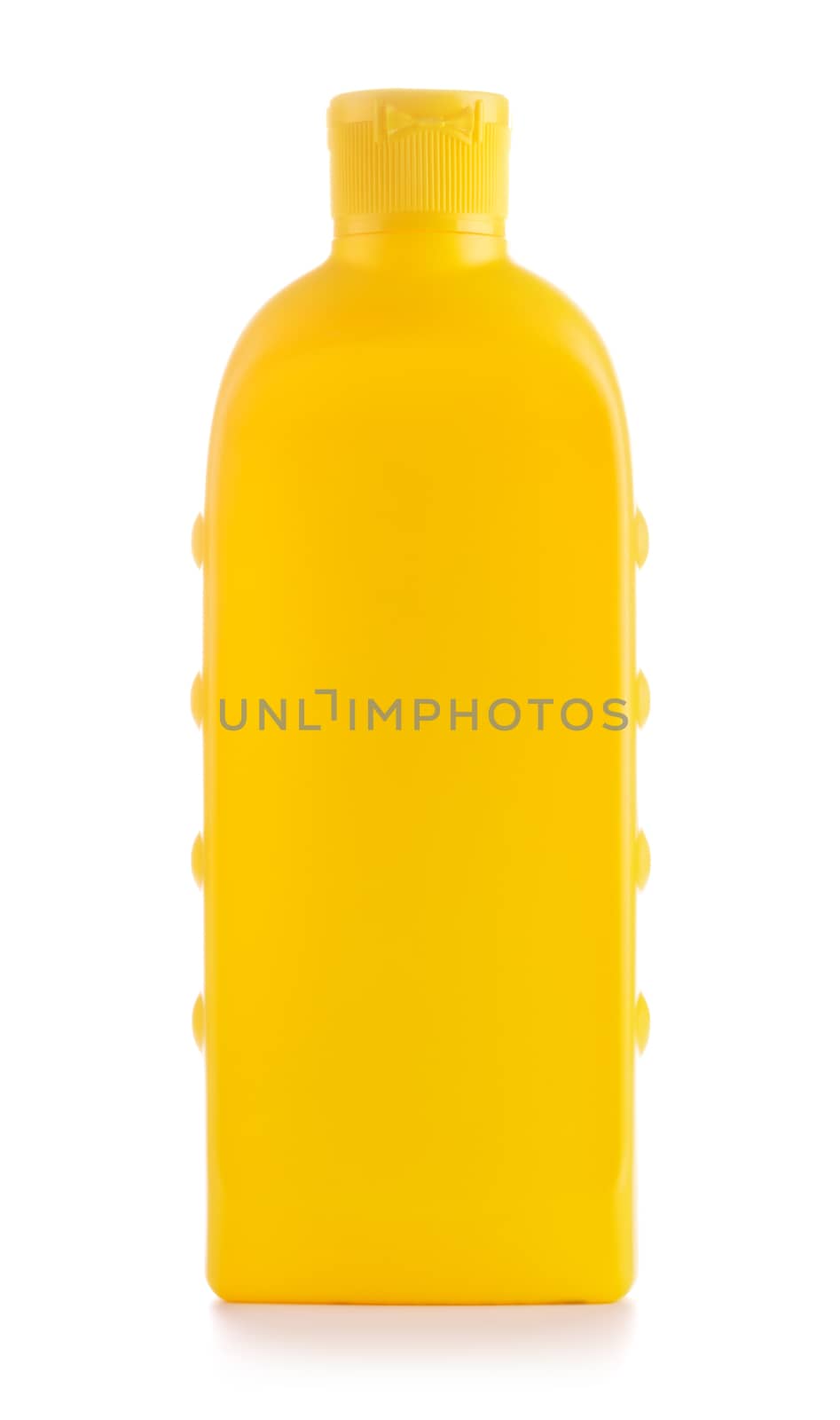plastic bottles of cleaning products, isolated on white