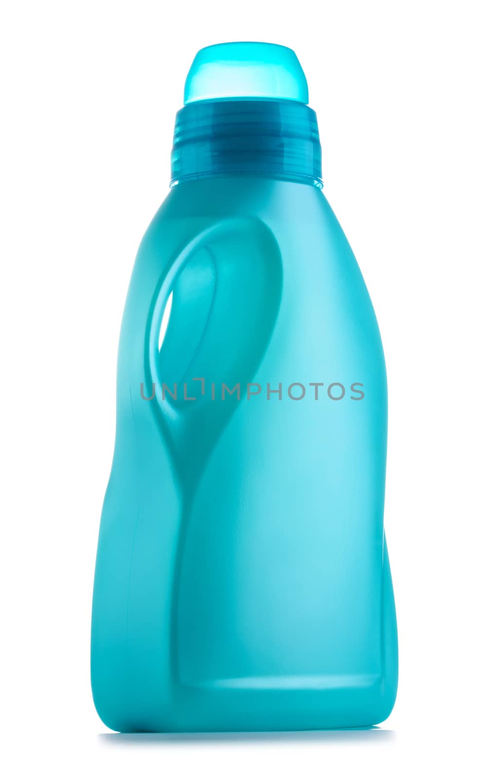 plastic bottles of cleaning products, isolated on white