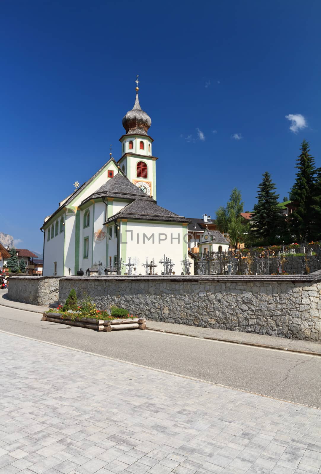 small church in San Cassiano, Val Badia, Trentino Alto Adige, Italy