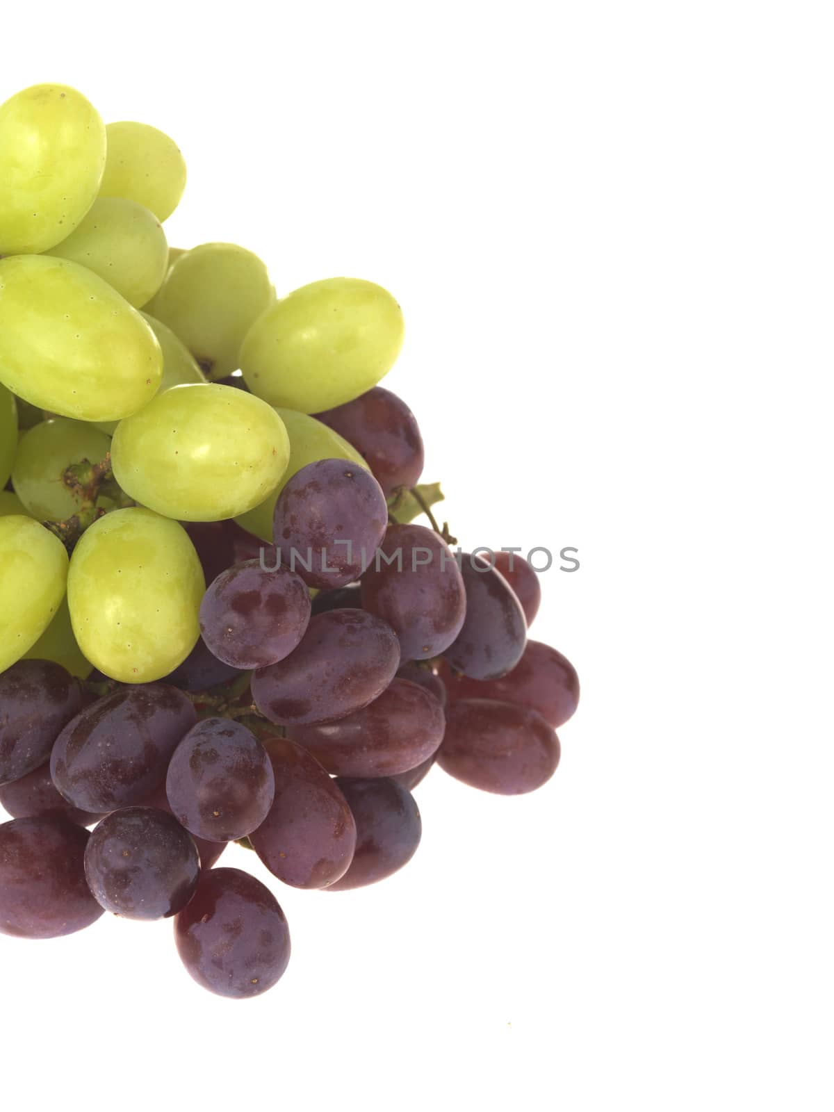 Bunch of Green and Red Grapes Isolated White Background