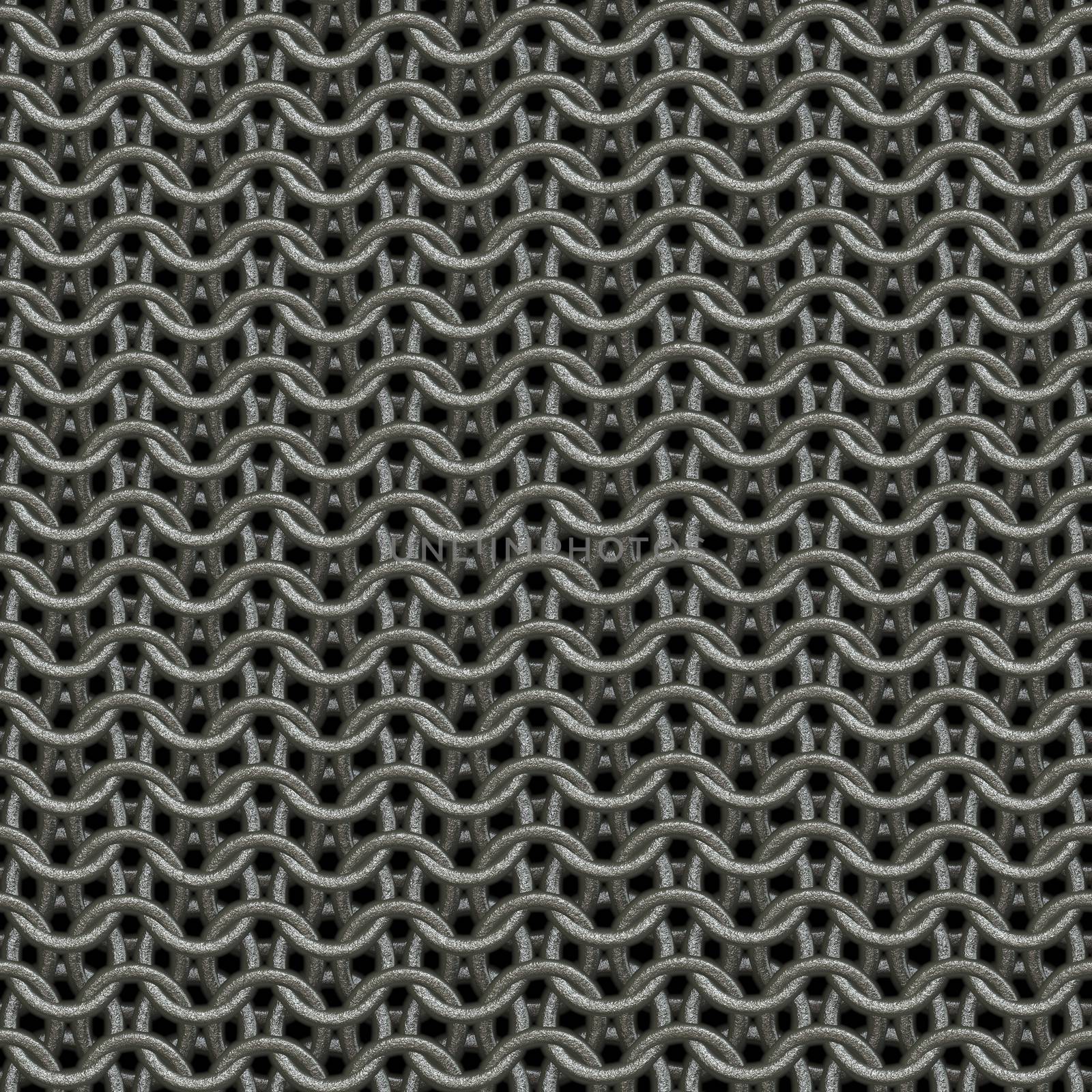 Seamless computer generated metal chain mail texture close up