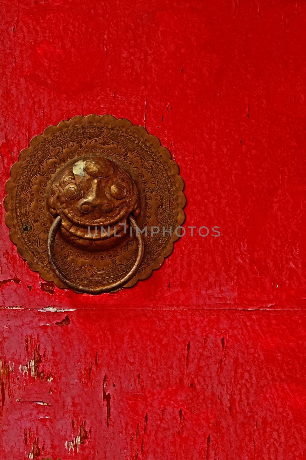 Old door chinese antique with lion head