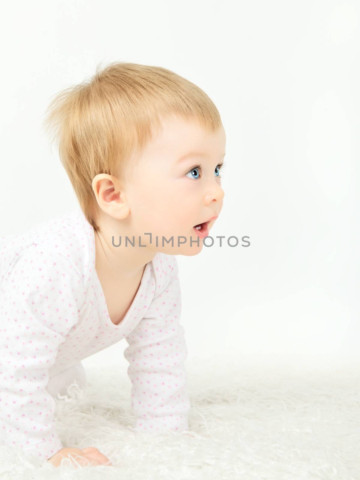 beautiful little baby with blue eyes portrait