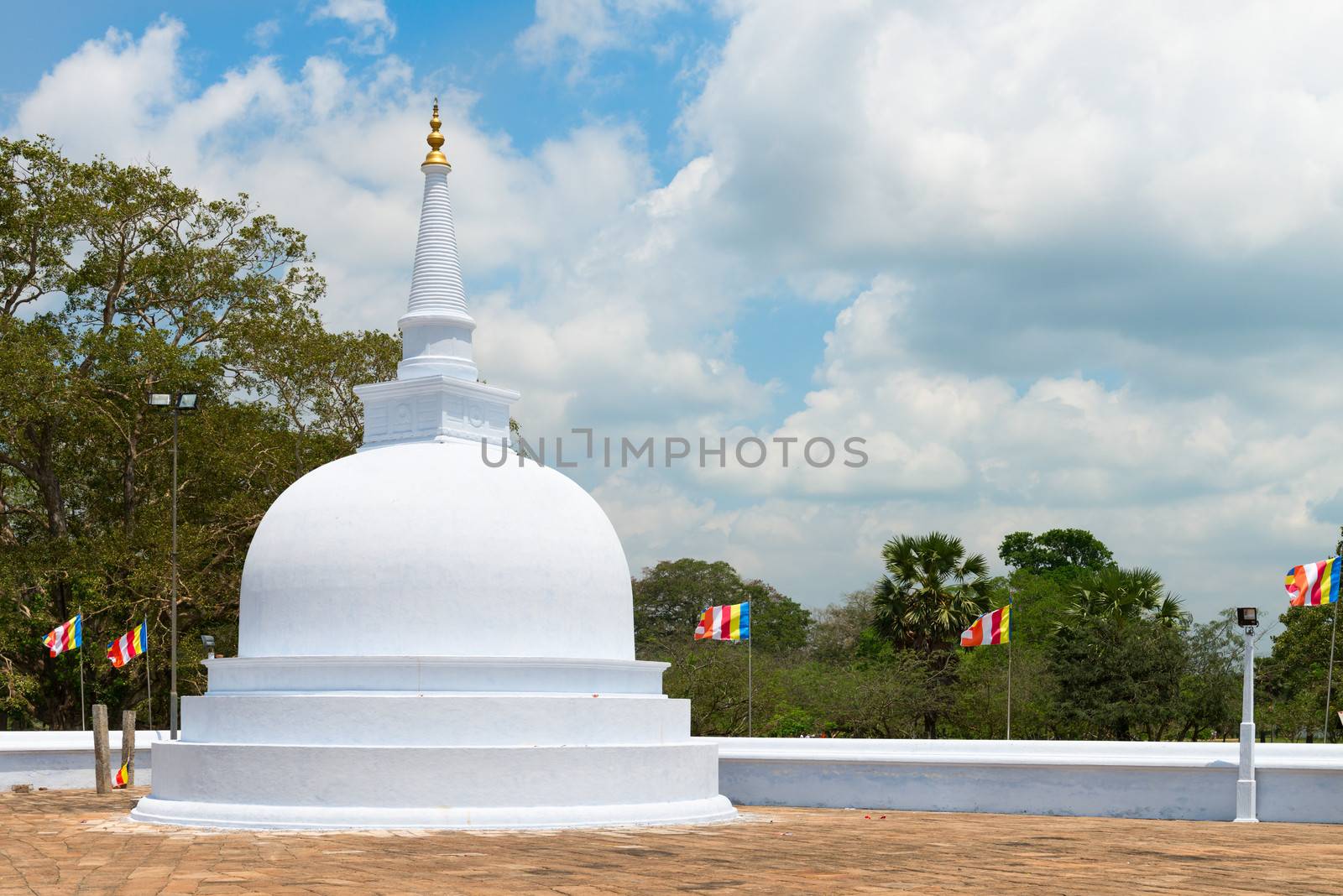 Small white stupa near Ruwanmalisaya, Anuradhapura, Sri Lanka