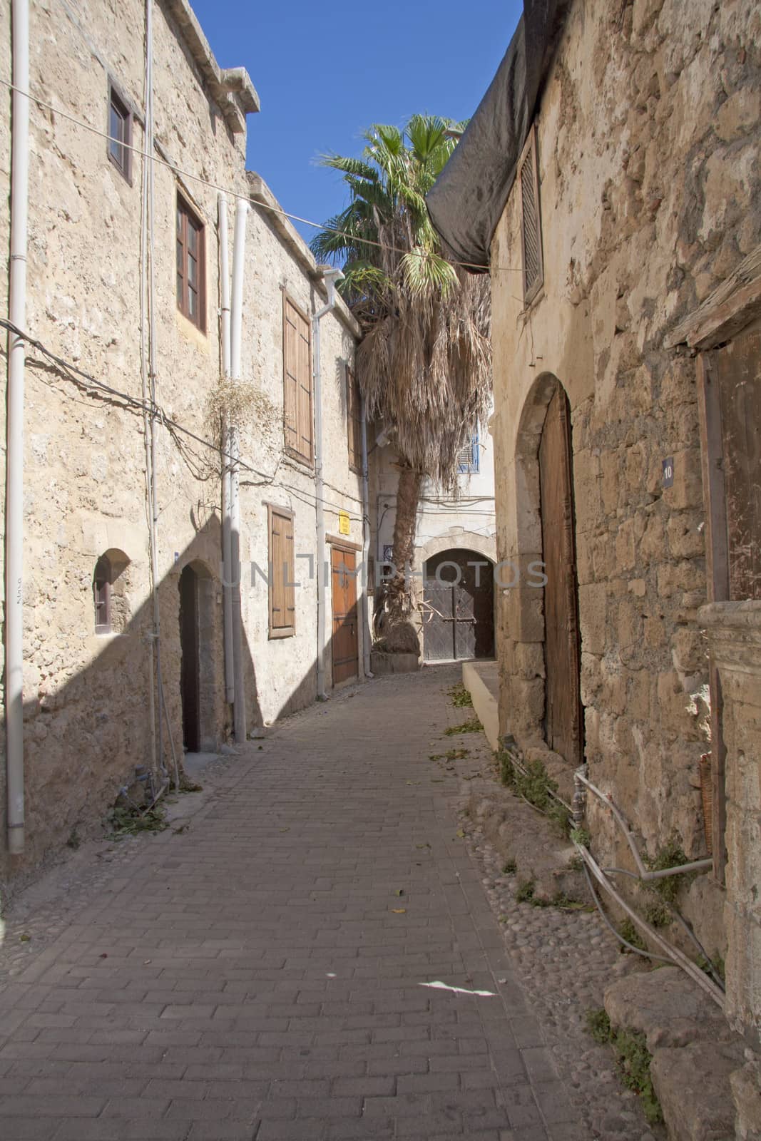 Old houses in a street in ancient Kyrenia (Girne)