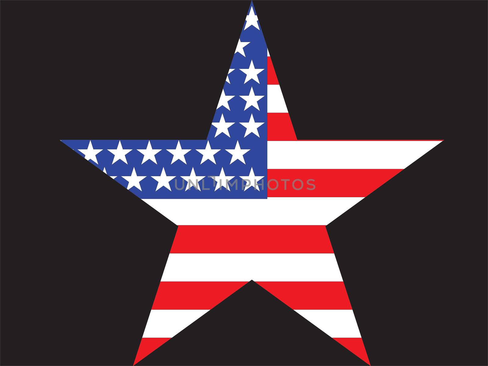 Big Star American Flag on Black background