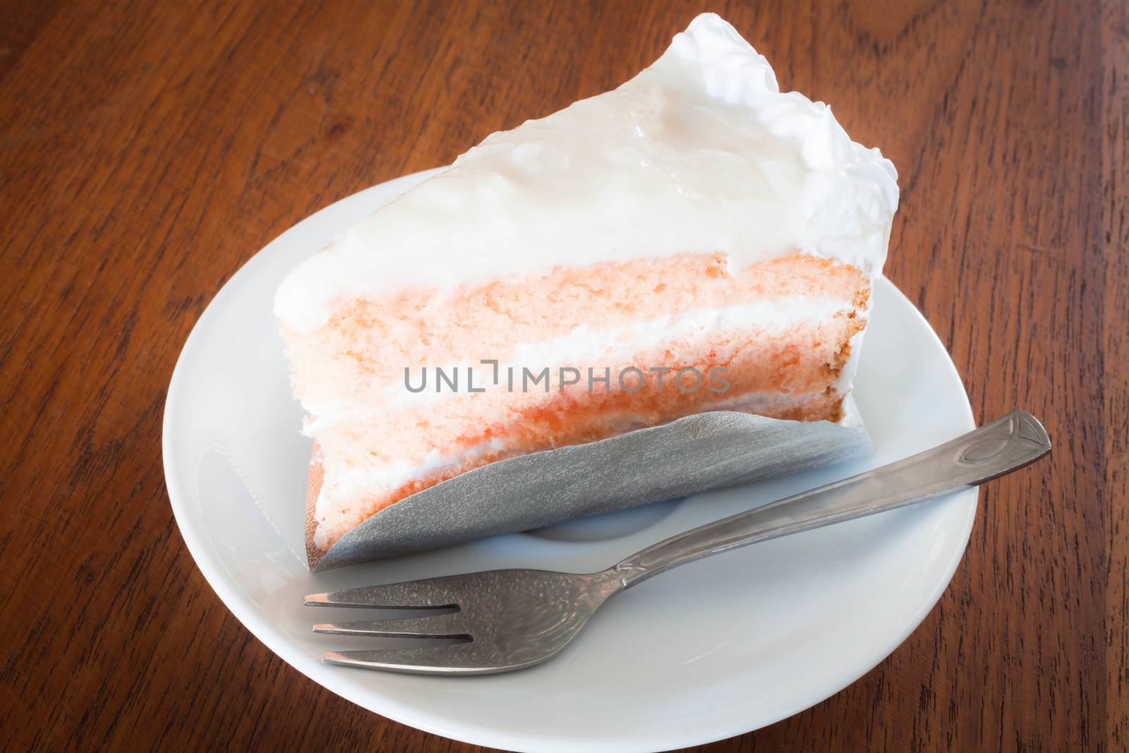 Young coconut cake with whipping cream layer by punsayaporn