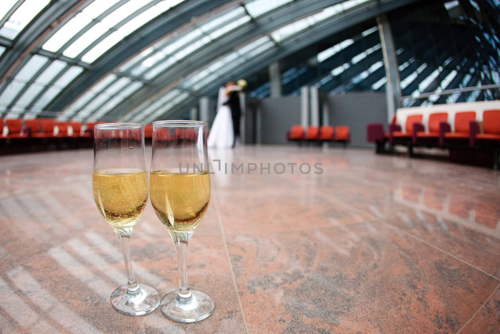 wedding champagne on the floor