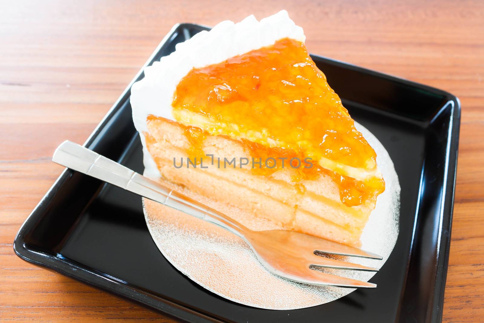 Whipped cream  orange cake by punsayaporn